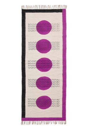 Block Printed Pink Circle Cotton Rug - 6x8 Rug